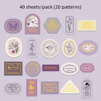1 Set Letter Flower Learning School Paper Vintage Style Shiny Stickers sku image 3
