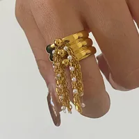 Casual Hip-Hop Novelty Tassel 304 Stainless Steel Women's Open Rings main image 3