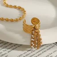 Casual Hip-Hop Novelty Tassel 304 Stainless Steel Women's Open Rings main image 4