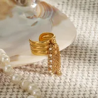 Casual Hip-Hop Novelty Tassel 304 Stainless Steel Women's Open Rings main image 6