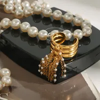 Casual Hip-Hop Novelty Tassel 304 Stainless Steel Women's Open Rings main image 1