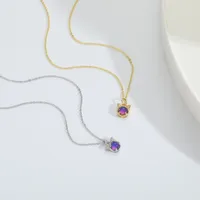 Elegant Modern Style Cat Copper Zircon 14K Gold Plated Women's Pendant Necklace main image 5