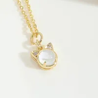 Elegant Modern Style Cat Copper Zircon 14K Gold Plated Women's Pendant Necklace sku image 1