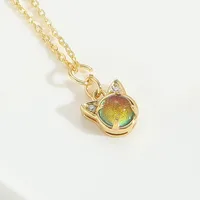 Elegant Modern Style Cat Copper Zircon 14K Gold Plated Women's Pendant Necklace sku image 3
