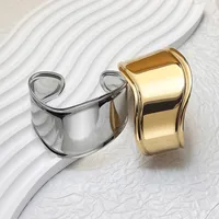 Casual Exaggerated Oversized C Shape 304 Stainless Steel 18K Gold Plated None Bangle In Bulk main image 5
