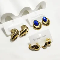 1 Pair Vintage Style Classic Style Gem Stripe Spiral Stripe 304 Stainless Steel Ear Studs main image 1