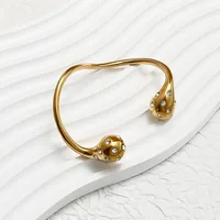 Casual Exaggerated Novelty C Shape 304 Stainless Steel 18K Gold Plated Zircon None Bangle In Bulk main image 5