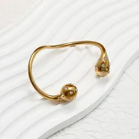 Casual Exaggerated Novelty C Shape 304 Stainless Steel 18K Gold Plated Zircon None Bangle In Bulk main image 4