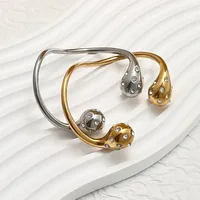 Casual Exaggerated Novelty C Shape 304 Stainless Steel 18K Gold Plated Zircon None Bangle In Bulk main image 2
