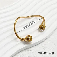 Casual Exaggerated Novelty C Shape 304 Stainless Steel 18K Gold Plated Zircon None Bangle In Bulk sku image 2