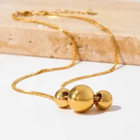 Modern Style Simple Style Geometric Ball Titanium Steel 18K Gold Plated Women's Double Layer Necklaces Pendant Necklace main image 3