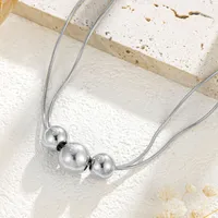 Modern Style Simple Style Geometric Ball Titanium Steel 18K Gold Plated Women's Double Layer Necklaces Pendant Necklace main image 7