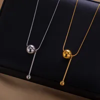 Modern Style Simple Style Geometric Ball Titanium Steel 18K Gold Plated Women's Double Layer Necklaces Pendant Necklace main image 9
