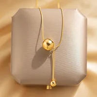 Modern Style Simple Style Geometric Ball Titanium Steel 18K Gold Plated Women's Double Layer Necklaces Pendant Necklace sku image 3