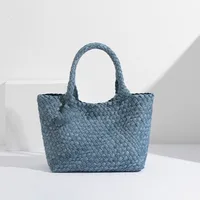 Women's Large Denim Solid Color Streetwear Weave Square Magnetic Buckle Shoulder Bag main image 5