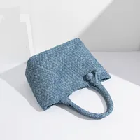 Women's Large Denim Solid Color Streetwear Weave Square Magnetic Buckle Shoulder Bag main image 3