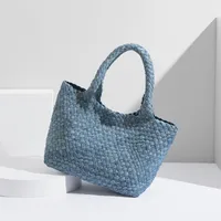 Women's Large Denim Solid Color Streetwear Weave Square Magnetic Buckle Shoulder Bag main image 1