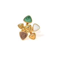 Casual Elegant Triangle Heart Shape Flower 304 Stainless Steel Enamel Plating 14K Gold Plated Women's Open Rings sku image 4