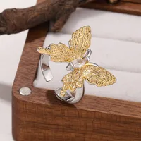 Modern Style Butterfly Daisy Windmill Copper Inlay Zircon 18K Gold Plated Silver Plated Women's Open Rings main image 3