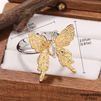 Modern Style Butterfly Daisy Windmill Copper Inlay Zircon 18K Gold Plated Silver Plated Women's Open Rings sku image 3