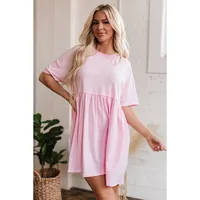 Women's One-Step Skirt Casual Elegant Streetwear Round Neck Half Sleeve Solid Color Above Knee Holiday Daily Selfie main image 2