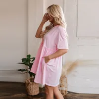 Women's One-Step Skirt Casual Elegant Streetwear Round Neck Half Sleeve Solid Color Above Knee Holiday Daily Selfie main image 3