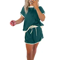 Holiday Daily Selfie Women's Casual Simple Style Streetwear Solid Color Cotton Spandex Polyester Shorts Co-ord Set Shorts Sets sku image 3