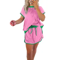 Holiday Daily Selfie Women's Casual Simple Style Streetwear Solid Color Cotton Spandex Polyester Shorts Co-ord Set Shorts Sets sku image 8