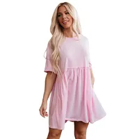 Women's One-Step Skirt Casual Elegant Streetwear Round Neck Half Sleeve Solid Color Above Knee Holiday Daily Selfie main image 5
