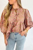 Women's Blouse 3/4 Length Sleeve Blouses Casual Simple Style Streetwear Floral main image 3