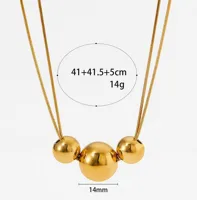 Modern Style Simple Style Geometric Ball Titanium Steel 18K Gold Plated Women's Double Layer Necklaces Pendant Necklace main image 2