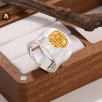Modern Style Flower Copper Relief 18K Gold Plated Silver Plated Women's Rings main image 1