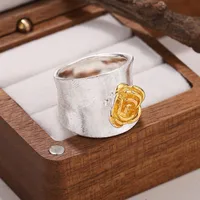 Modern Style Flower Copper Relief 18K Gold Plated Silver Plated Women's Rings main image 5