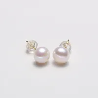 Zhuji Factory Direct Sales S925 Sterling Silver 5A Grade Flawless Freshwater Pearl Ear Studs Entire Sterling Silver Classic Auricular Needle Gold main image 1