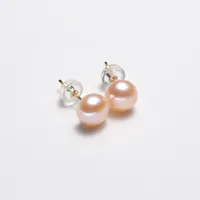 Zhuji Factory Direct Sales S925 Sterling Silver 5A Grade Flawless Freshwater Pearl Ear Studs Entire Sterling Silver Classic Auricular Needle Gold main image 2