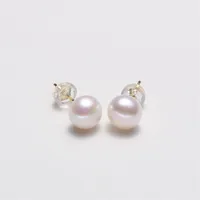 Zhuji Factory Direct Sales S925 Sterling Silver 5A Grade Flawless Freshwater Pearl Ear Studs Entire Sterling Silver Classic Auricular Needle Gold sku image 9