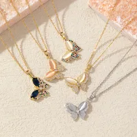 Elegant Simple Style Butterfly Copper Diamond Zircon 18K Gold Plated Women's Necklace main image 1