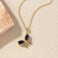 Elegant Simple Style Butterfly Copper Diamond Zircon 18K Gold Plated Women's Necklace main image 3