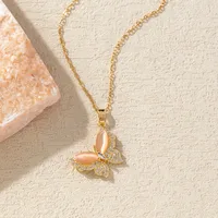 Elegant Simple Style Butterfly Copper Diamond Zircon 18K Gold Plated Women's Necklace main image 4