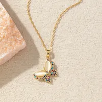 Elegant Simple Style Butterfly Copper Diamond Zircon 18K Gold Plated Women's Necklace sku image 2