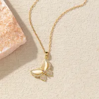 Elegant Simple Style Butterfly Copper Diamond Zircon 18K Gold Plated Women's Necklace sku image 4