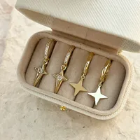 1 Pair Casual Star Inlay Copper Zircon Earrings main image 1