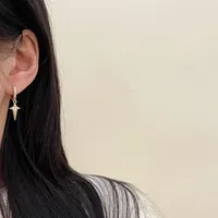 1 Pair Casual Star Inlay Copper Zircon Earrings main image 3