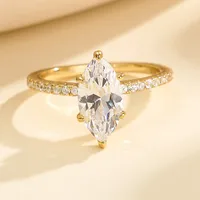 14K Gold Plated White Gold Plated 925 Sterling Silver Zircon Geometric Rings 925 Sterling Silver Rings main image 4