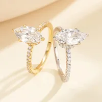 14K Gold Plated White Gold Plated 925 Sterling Silver Zircon Geometric Rings 925 Sterling Silver Rings main image 3