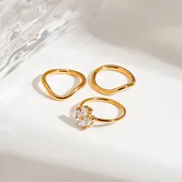 Wholesale Jewelry Vintage Style Artistic Four Leaf Clover 201 Stainless Steel Rings main image 3