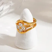 Wholesale Jewelry Vintage Style Artistic Four Leaf Clover 201 Stainless Steel Rings main image 4