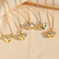 Simple Style Heart Shape Bow Knot Titanium Steel Copper Mixed Metal 18K Gold Plated Women's Pendant Necklace main image 1
