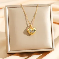 Simple Style Heart Shape Bow Knot Titanium Steel Copper Mixed Metal 18K Gold Plated Women's Pendant Necklace main image 2