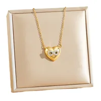 Simple Style Heart Shape Bow Knot Titanium Steel Copper Mixed Metal 18K Gold Plated Women's Pendant Necklace main image 4